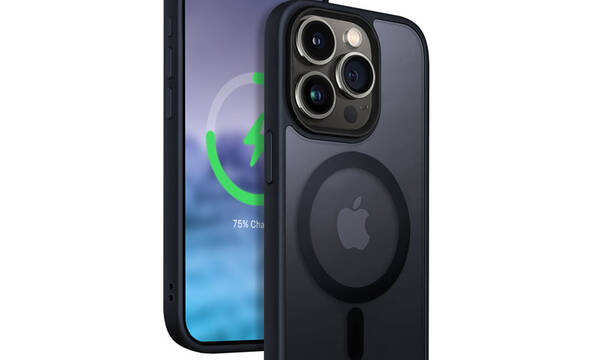 Crong Hybrid Frost MAG Cover - Etui iPhone 15 Pro MagSafe (granatowy) - zdjęcie 1