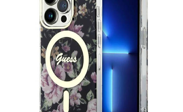 Guess Flower MagSafe - Etui iPhone 14 Pro (Czarny) - zdjęcie 1