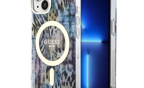Guess Leopard MagSafe - Etui iPhone 14 (Niebieski) - zdjęcie 1
