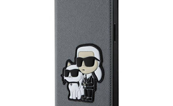 Karl Lagerfeld Booktype NFT Saffiano Karl & Choupette - Etui iPhone 14 (Srebrny) - zdjęcie 1