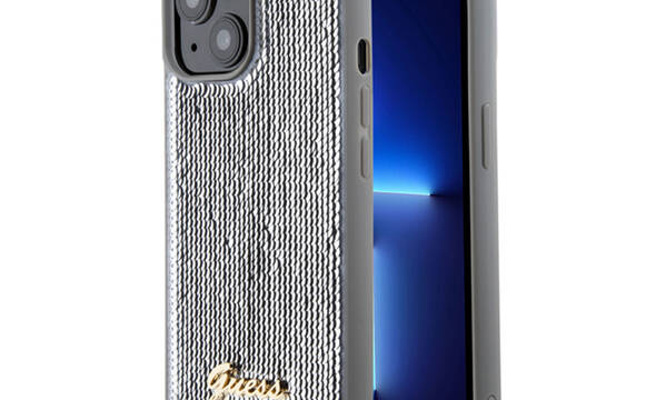 Guess Sequin Script Metal - Etui iPhone 15 (srebrny) - zdjęcie 1