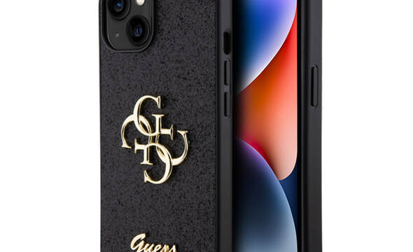 Guess Glitter Script Big 4G - Etui iPhone 15 (czarny) - zdjęcie 1