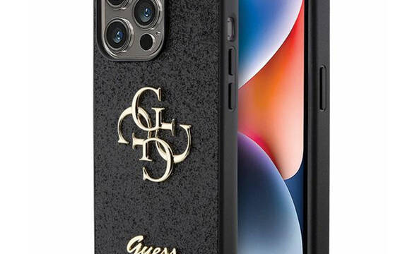 Guess Glitter Script Big 4G - Etui iPhone 15 Pro Max (czarny) - zdjęcie 1