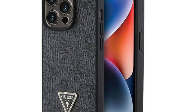 Guess Leather 4G Triangle Strass - Etui iPhone 15 Pro Max (czarny) - zdjęcie 1