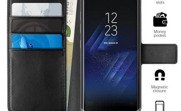 PURO Booklet Wallet Case - Etui Samsung Galaxy S8+ z kieszeniami na karty + stand up (czarny) - zdjęcie 1