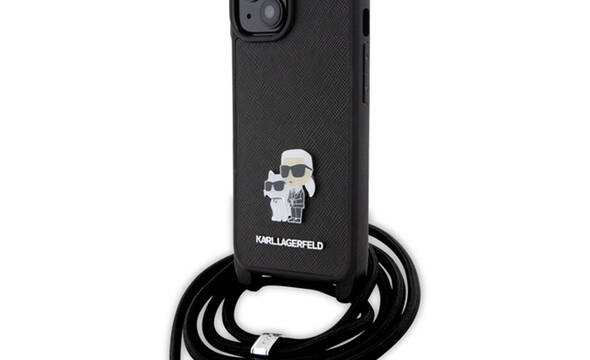 Karl Lagerfeld Crossbody Saffiano Metal Pin Karl & Choupette - Etui iPhone 15 Plus (czarny) - zdjęcie 1