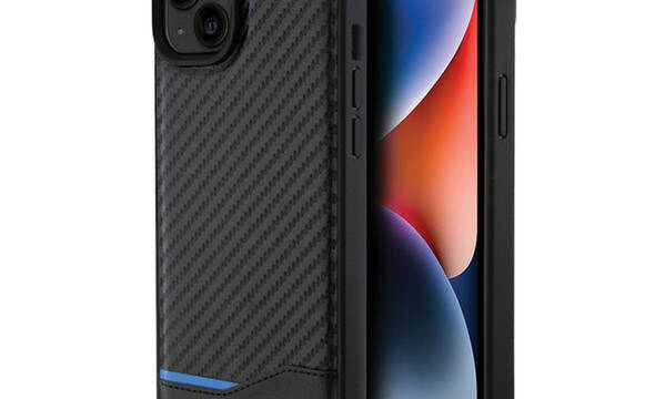 BMW Leather Carbon Blue Line - Etui iPhone 15 Plus (czarny) - zdjęcie 1