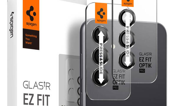 Spigen Optik Pro GLAS.TR EZ Fit Camera Protector 2-Pack - Szkło ochronne na obiektyw do Samsung Galaxy S23 FE (2 szt) (Czarny) - zdjęcie 1