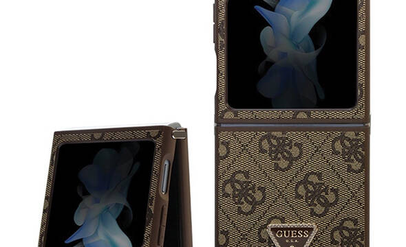 Guess Leather 4G Triangle Strass - Etui Samsung Z Flip 5 (bršzowy) - zdjęcie 1