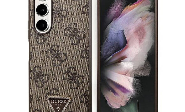 Guess Leather 4G Triangle Strass - Etui Samsung Z Fold 5 (bršzowy) - zdjęcie 1