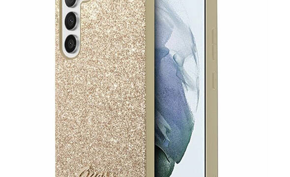 Guess Glitter Flakes Metal Logo Case - Etui Samsung Galaxy S24+ (złoty) - zdjęcie 1