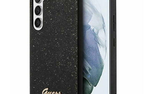 Guess Glitter Flakes Metal Logo Case - Etui Samsung Galaxy S24+ (czarny) - zdjęcie 1