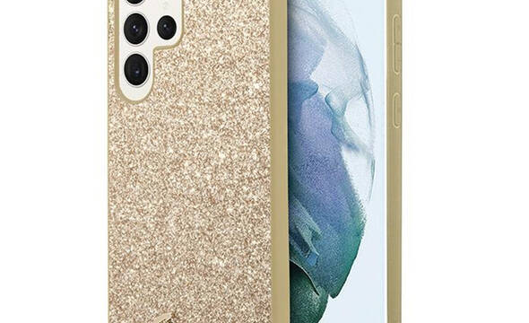 Guess Glitter Flakes Metal Logo Case - Etui Samsung Galaxy S24 Ultra (złoty) - zdjęcie 1