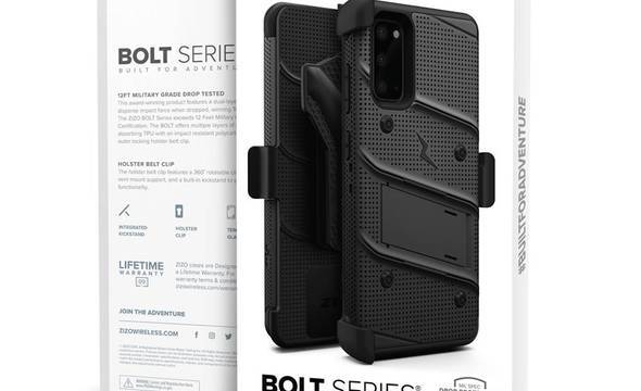 Zizo Bolt Cover - Pancerne etui Samsung Galaxy S20 oraz podstawka & uchwyt do paska (Black/Black) - zdjęcie 8