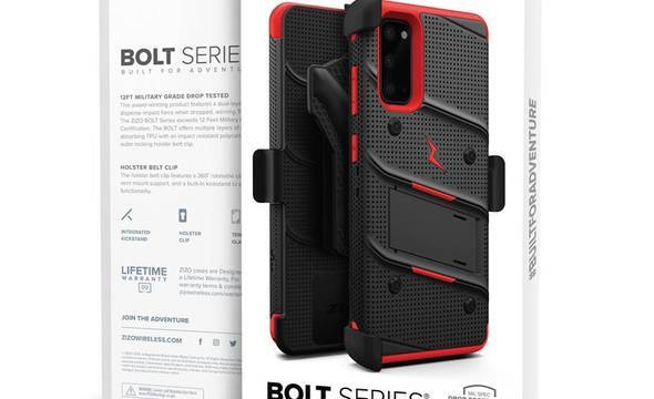 Zizo Bolt Cover - Pancerne etui Samsung Galaxy S20 oraz podstawka & uchwyt do paska (Black/Red) - zdjęcie 8