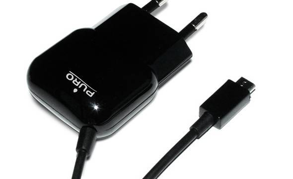 PURO Mini Travel Charger - Przenośna ładowarka sieciowa z kablem Micro USB (czarny) - zdjęcie 3