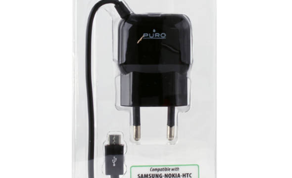 PURO Mini Travel Charger - Przenośna ładowarka sieciowa z kablem Micro USB (czarny) - zdjęcie 5
