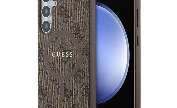 Guess 4G Collection Leather Metal Logo MagSafe - Etui Samsung Galaxy S24+ (bršzowy) - zdjęcie 1