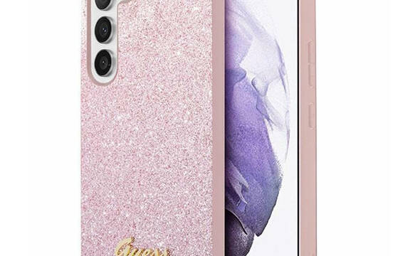 Guess Glitter Flakes Metal Logo Case - Etui Samsung Galaxy S24+ (różowy) - zdjęcie 1