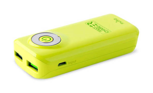 PURO Universal External Fast Charger Battery - Uniwersalny Power Bank 4000 mAh, 2 x USB, 2.4 A (limonkowy) - zdjęcie 4