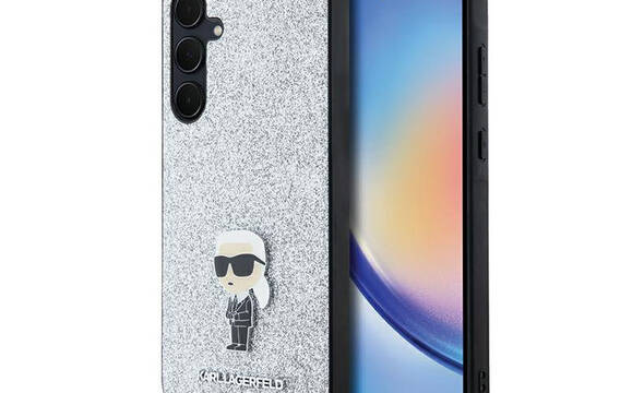 Karl Lagerfeld Fixed Glitter Ikonik Logo Metal Pin - Etui Samsung Galaxy A55 5G (srebrny) - zdjęcie 1