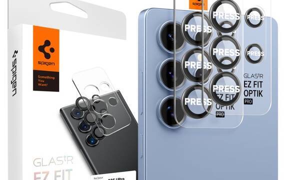 Spigen Optik Pro GLAS.TR EZ Fit Camera Protector 2-Pack - Szkło ochronne na obiektyw do Samsung Galaxy S25 Ultra (2 szt) (Czarny) - zdjęcie 1