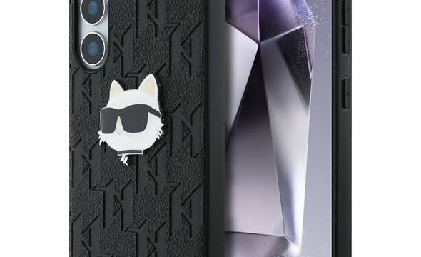 Karl Lagerfeld Leather Monogram Pin Logo Choupette Head - Etui Samsung Galaxy S25 (czarny) - zdjęcie 1