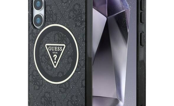 Guess 4G Glitter Triangle Buttons MagSafe - Etui do Samsung Galaxy S25+ (czarny) - zdjęcie 1