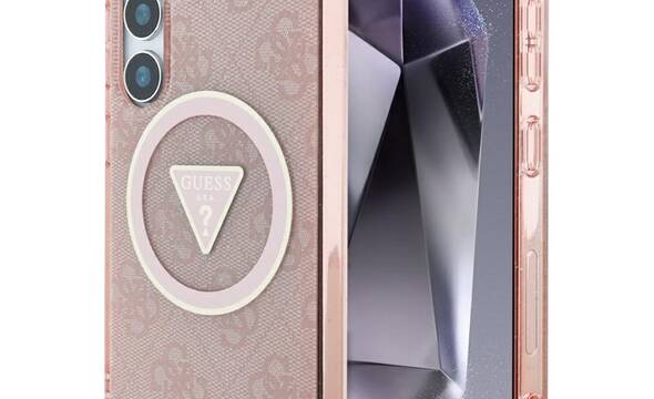 Guess 4G Glitter Triangle Buttons MagSafe - Etui do Samsung Galaxy S25 (różowy) - zdjęcie 1