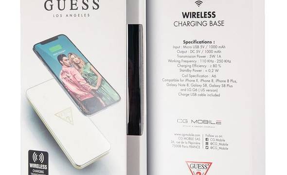 Guess Wireless Charging Base - Uniwersalna bezprzewodowa ładowarka indukcyjna, 5 W, 1 A (biały) - zdjęcie 6