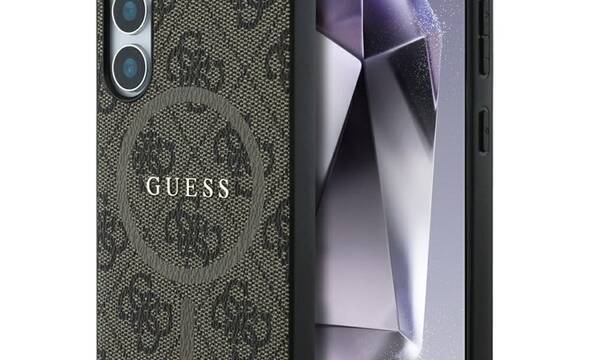 Guess Leather 4G Colored Ring Classic Logo MagSafe - Etui do Samsung Galaxy S25 (bršzowy) - zdjęcie 1