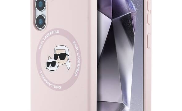Karl Lagerfeld Silicone Double Heads And Circle MagSafe - Etui Samsung Galaxy S25 (różowy) - zdjęcie 1