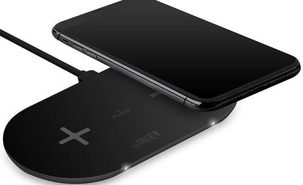 PURO Fast Wireless Dual Dock - Bezprzewodowa ładowarka indukcyjna Qi do iPhone i Android, 2x10 W (czarny) - zdjęcie 1