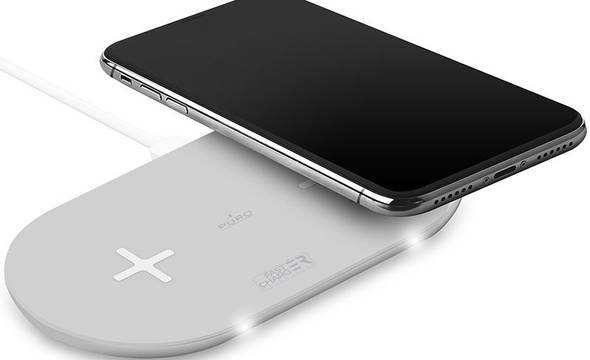 PURO Fast Wireless Dual Dock - Bezprzewodowa ładowarka indukcyjna Qi do iPhone i Android, 2x10 W (biały) - zdjęcie 1