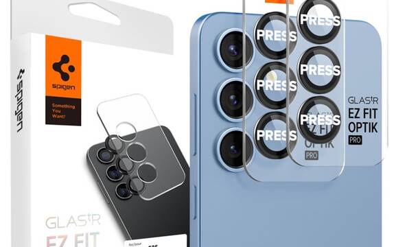 Spigen Optik Pro GLAS.TR EZ Fit Camera Protector 2-Pack - Szkło ochronne na obiektyw do Samsung Galaxy S25 (2 szt) (Czarny) - zdjęcie 1
