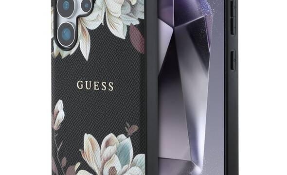 Guess Grained Printed Flower Pattern MagSafe - Etui do Samsung Galaxy S25 Ultra (czarny) - zdjęcie 1