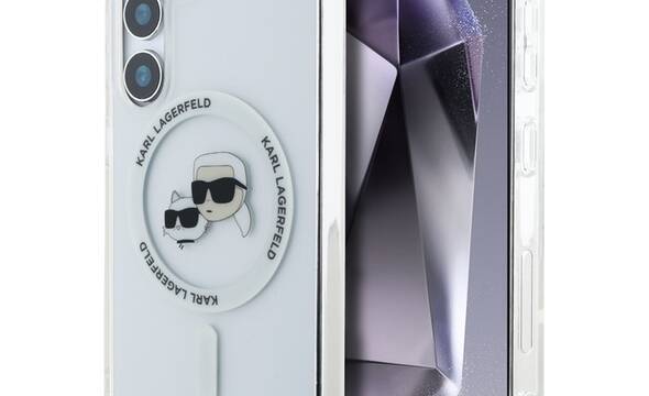 Karl Lagerfeld Button Karl & Choupette Heads Printed Logo MagSafe - Etui Samsung Galaxy S25 (biały) - zdjęcie 1