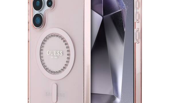 Guess Rhinestones Printed Classic Logo MagSafe - Etui do Samsung Galaxy S25 Ultra (różowy) - zdjęcie 1