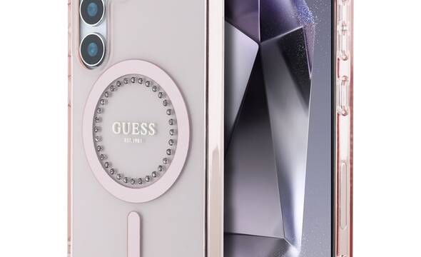 Guess Rhinestones Printed Classic Logo MagSafe - Etui do Samsung Galaxy S25 (różowy) - zdjęcie 1