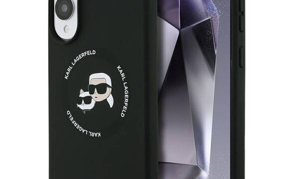 Karl Lagerfeld Silicone Double Heads And Circle MagSafe - Etui Samsung Galaxy S25 Edge (czarny) - zdjęcie 1