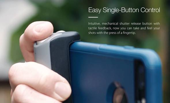Just Mobile ShutterGrip - Uchwyt foto ze spustem migawki Bluetooth dla iOS/Android (Gold) - zdjęcie 6
