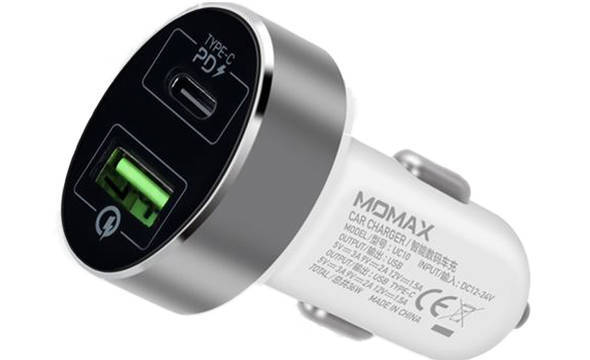 Momax UC - Ładowarka samochodowa USB-C Power Delivery 36 W + USB-A QC 3.0 (White) - zdjęcie 1