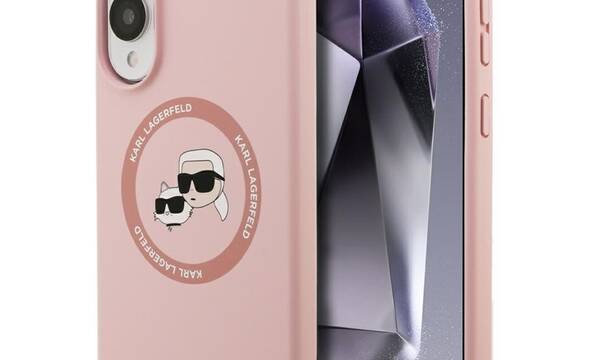 Karl Lagerfeld Silicone Double Heads And Circle MagSafe - Etui Samsung Galaxy S25 Edge (różowy) - zdjęcie 1