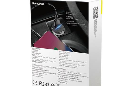 Baseus Square - Ładowarka samochodowa USB-A QC 4.0 + USB-C PD 3.0, 30 W (czarny) - zdjęcie 11