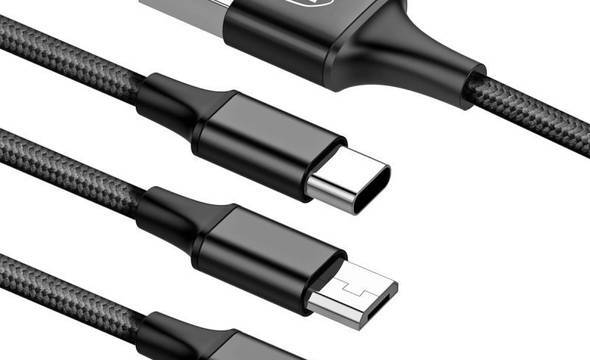 Baseus Rapid - Kabel połączeniowy 3w1, Lightning + USB-C + micro USB, 1.2 m (srebrny/czarny) - zdjęcie 9