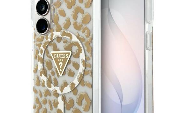 Guess IML Leopard Print Triangle MagSafe - Etui Samsung Galaxy S26 (bršzowy) - zdjęcie 1