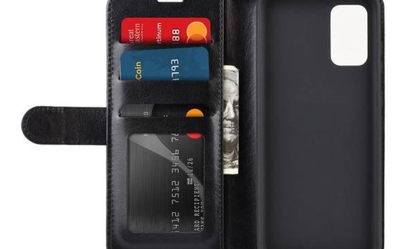 Crong Booklet Wallet - Etui Samsung Galaxy S20+ z kieszeniami + funkcja podstawki (czarny) - zdjęcie 1