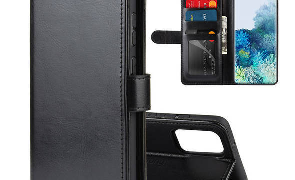 Crong Booklet Wallet - Etui Samsung Galaxy S20 z kieszeniami + funkcja podstawki (czarny) - zdjęcie 7