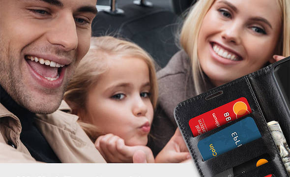 Crong Booklet Wallet - Etui Samsung Galaxy S20+ z kieszeniami + funkcja podstawki (czarny) - zdjęcie 5
