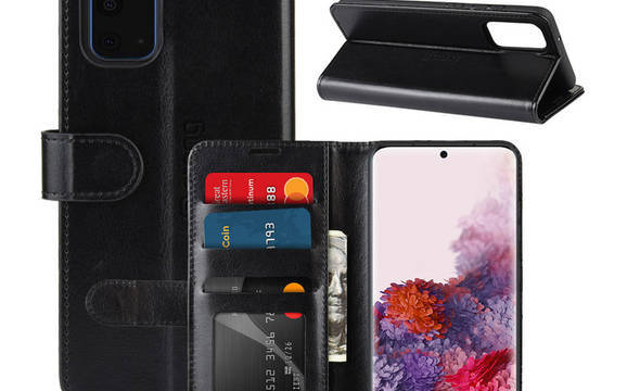 Crong Booklet Wallet - Etui Samsung Galaxy S20+ z kieszeniami + funkcja podstawki (czarny) - zdjęcie 8